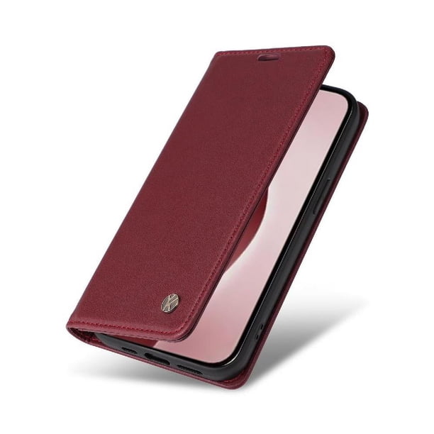 Funda para iPhone 16 Pro Estuche de Cuero PU Tipo Cartera con Ranuras para Tarjetas y Cierre Magnético