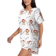 thumbnail image 2 of Fuzoiu Corgi With Santa Claus Hat Print Women's Short-Sleeved Pajama Set,Lounge Sleepwear Set,Womens Pajama Sets 2 Piece,Button-Up Top and Shorts with Pockets-4X-Large, 2 of 7