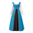 thumbnail image 7 of Ynynloco Renaissance Costume Women Halloween Medieval Pirate Full Skirt Dress 2 Pics Set, Pockets, Square Neck, Adjustable Lacing, for Ren Faire, Witch Outfit, Pirate Theme Parties, Hobbit Events, 7 of 7