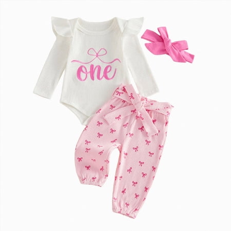 CAUYDY Baby Girls Bodysuit Set Toddler Girl Long Sleeve Romper Newborn Fall Winter Clothing Preemie Outfit 3 6 9 Months 1T 2T Sizes 12-18 Months White