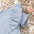 thumbnail image 4 of Annhoo Baby Girl Outfits Short Sleeve Ruffle T Shirts and Bell Bottom Pants 2 Piece Summer Knitted Children's Sets, 4 of 7