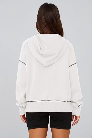 PRETTYGARDEN Women's Hooded Sweatshirts Long Sleeve Half Zip Cropped Hoodie Pullover Winter Fashion Clothes