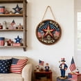 thumbnail image 4 of America Wooden Hanging Sign Patriotic Round Wall Decor For Home And Porch, 4 of 6