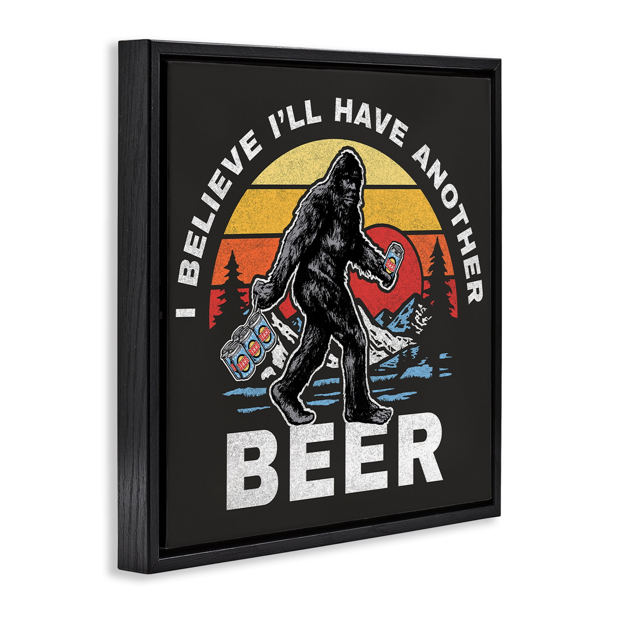 Stupell Industries Another Beer Monster Novelty Painting Black Floater Framed Art Print Wall Art, 18 x 18