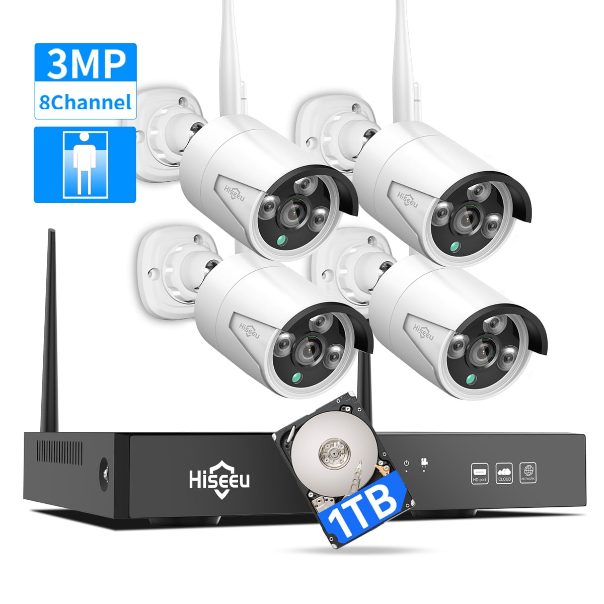 Wireless Security Camera System，Anakk 4CH 1080P Wireless NVR Security System and 4pcs 2.0MP Outdoor Home Surveillance WiFi Cameras IP66 Waterproof Night Vision,Remote Viewing Motion Detection 