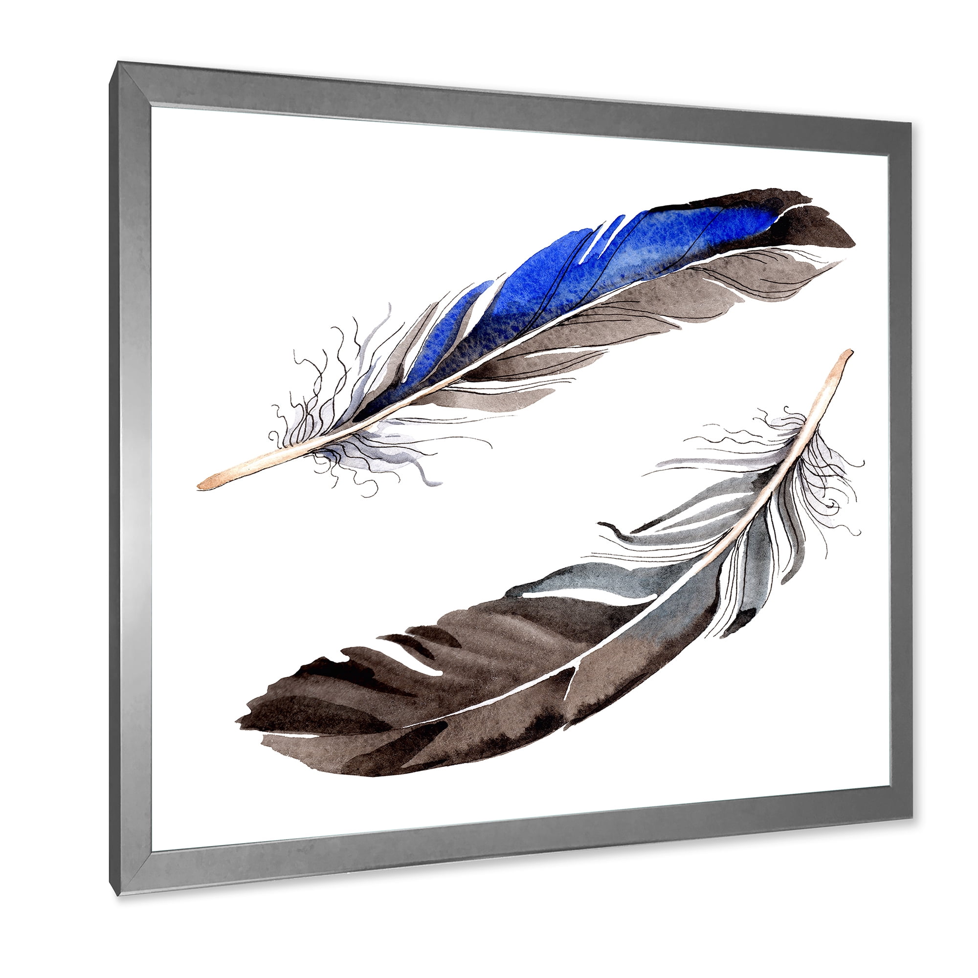 Designart 'Colourful Boho Art Feathers III' Bohemian & Eclectic Framed Art Print