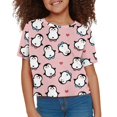 thumbnail image 3 of Uourmeti Penguins Girls Cute Crop Top Summer Cute Short Crew Neck Pullover Casual Loose Sports Short Sleeve T-Shirt, 3 of 5