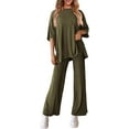 thumbnail image 3 of PRETTYGARDEN Women's 2 Piece Outfits Casual Short Sleeve Pullover Tops and Wide Leg Pants Lounge Sets Tracksuits, 3 of 8