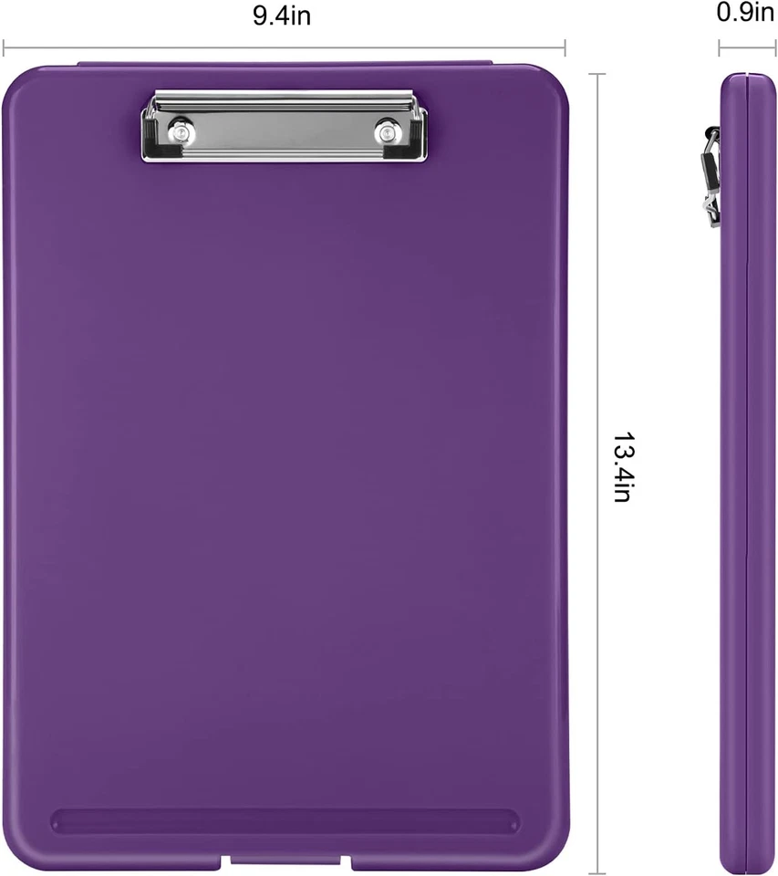 Purple Clipboard With Storage Snap Closure Portable Organizer For Documents 8...
