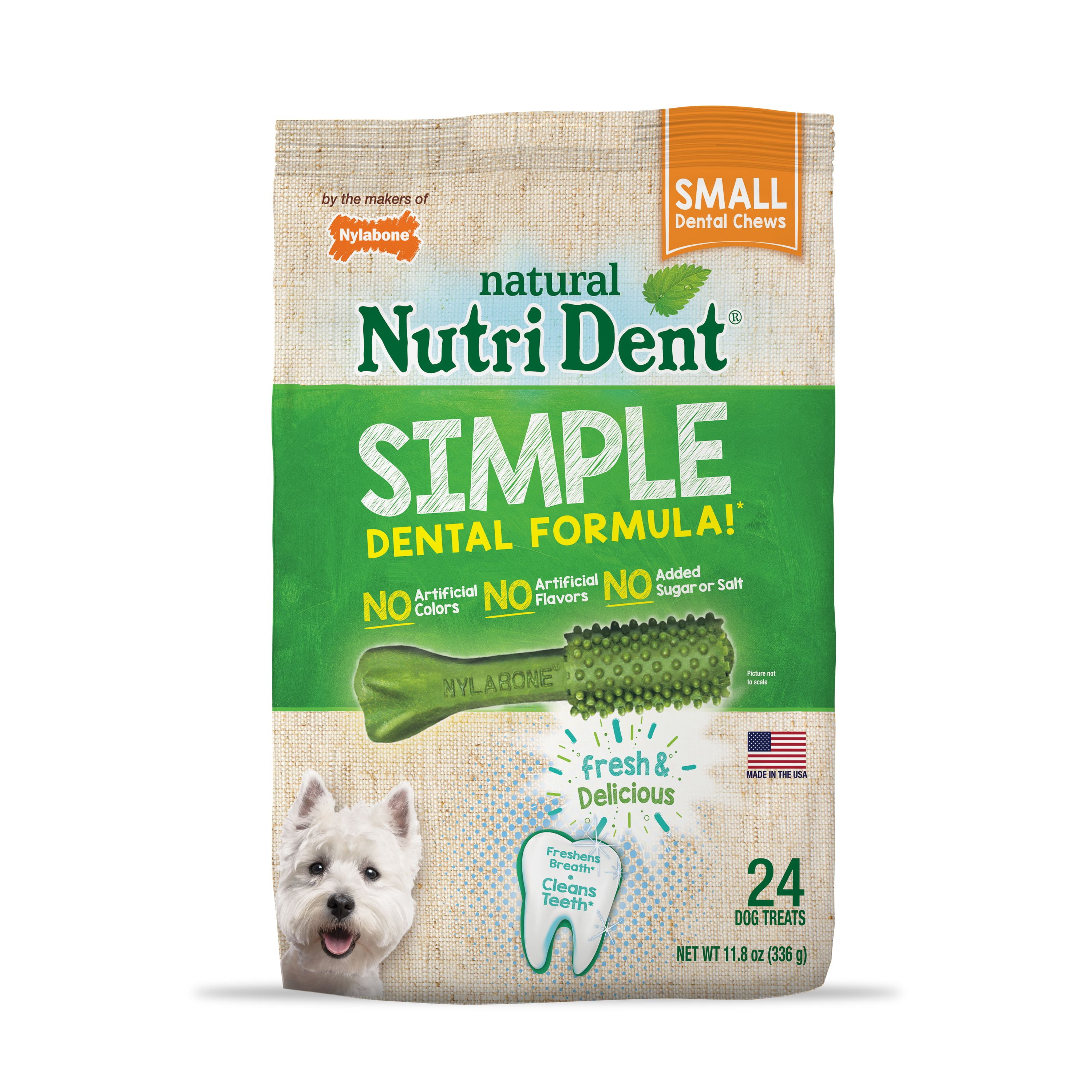 Nylabone Nutri Dent Simple Dental Formula Dog Chew Treats, Small, 24