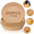 thumbnail image 1 of 200PCS Air Fryer Disposable Paper Liners,7.9 IN Large Size Round Air Fryer Parchment Paper Liners, Natural Food Grade, Non-Stick, Oil-Proof, Baking Paper Liners for Air Fryer, 1 of 5