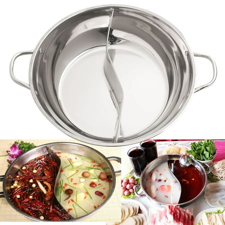 12 Inch Stainless Steel Twin Hot Pot Cookware Shabu Shabu Induction
