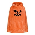 thumbnail image 3 of Womens Plush Blanket Hoodie 2-in-1 Oversized Hoodies Pillow Long Sleeve Sweatshirt Mens Adult Halloween Holiday Gift Orange, XL, 3 of 7