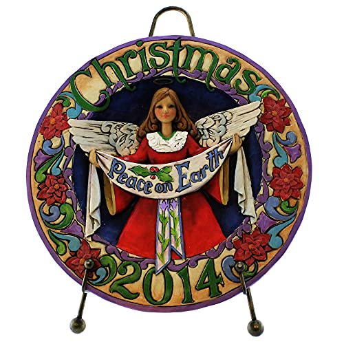 Jim Shore 2014 May Peace Fill Your Days Angel Plate with Stand 4041087