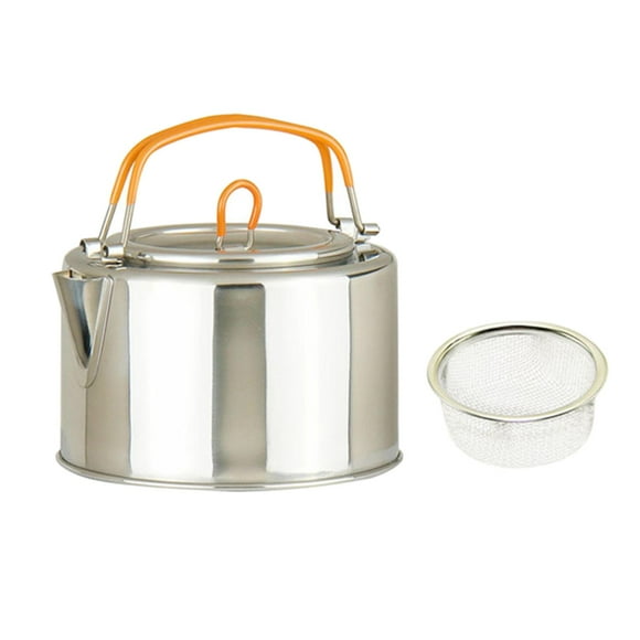 Hervidor de agua para acampar Zulema 1L de material acero inoxidable con bolsa de transporte cafetera compacta y ligera utensilios de cocina