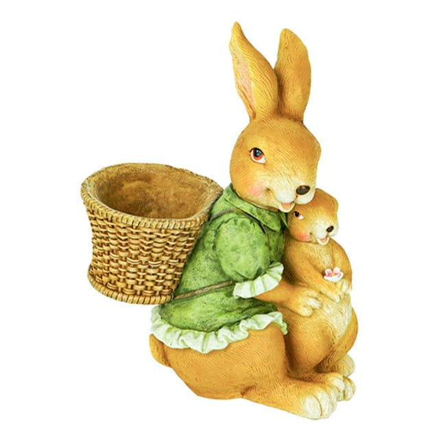 Miniature Bunnies Fairy Garden Rabbit Figurines Easter Bunnies Statue Micro Landscape ration Plant Flower Pots Ornaments Green