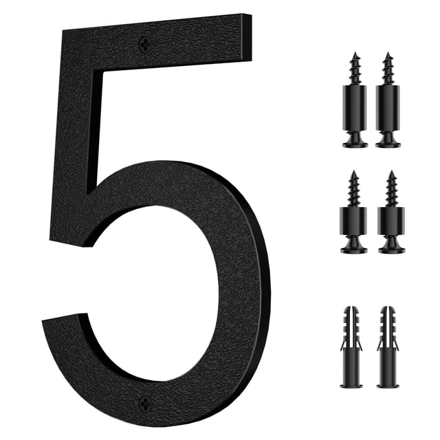 Números de casa flotantes grandes de 8 pulgadas IVERRA Número de casa moderno negro Números de dirección exterior de plástico grande para puerta buzón calle (5)
