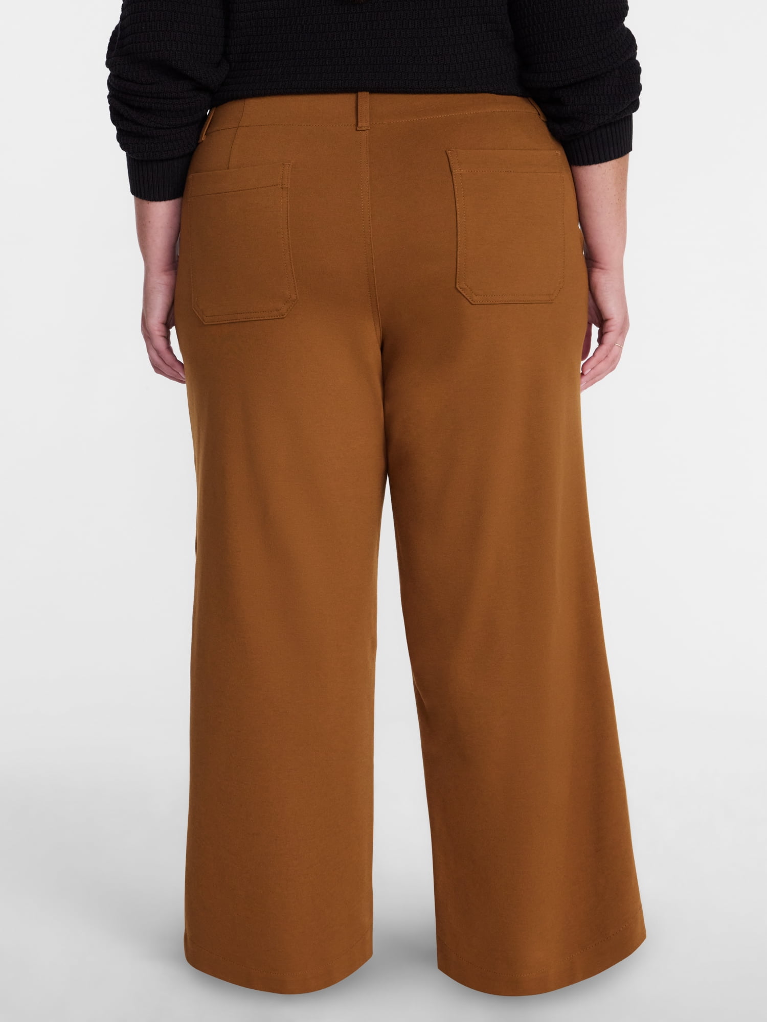 Terra & Sky Women’s Plus Cropped Wide Leg Ponte Pants, 26” Inseam, Sizes 16W-26W