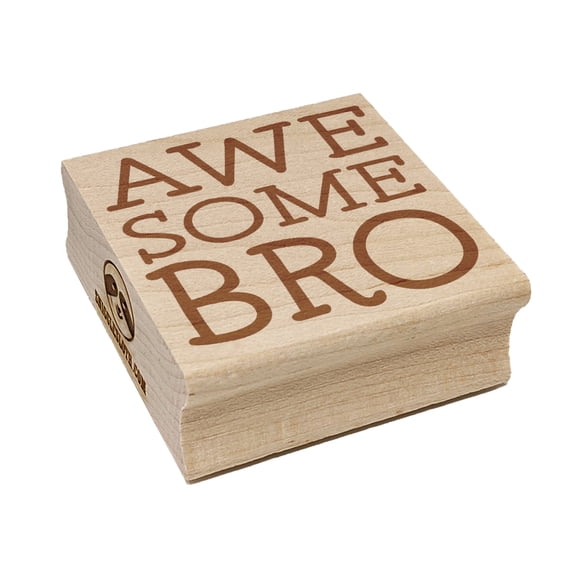 Awesome Bro Brother Fun Text Square Rubber Stamp Stamping Scrapbooking Crafting - Small 1.25in