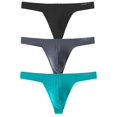 thumbnail image 2 of TANBOM Men's Low Rise Tagless Comfortable Breathable Thong Underwear, Black & Dark Gray & Lake Green, 3-Pack, XL, 2 of 6