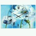 thumbnail image 1 of DesignArt Handpainted White Flower on Blue I Large Wall Clock, 1 of 2
