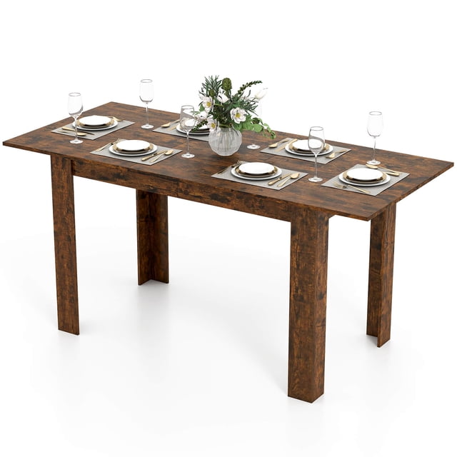 Costway 47"-62" Extendable Dining Table for 4-8 People for Dining Room Home Office Brown