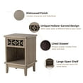 thumbnail image 7 of COZAYH Retro Rustic Nightstand Solid Fir End Table Side Table with Hand Carved Front and Open Shelf for Boho, French Country, Farmhouse Style, Distressed Gray, 7 of 7