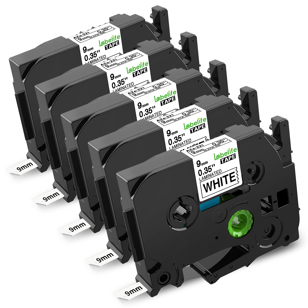 5 Pack Label Tape Compatible HSe221 8.8mm White Heatshrink Tube For