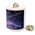 thumbnail image 3 of Galaxy Piggy Bank, Futuristic Starry Sky Galaxy Illustraiton Pattern Universe Outer Space, Ceramic Coin Bank Money Box for Cash Saving, 3.6" X 3.2", Purple Black, by Ambesonne, 3 of 4