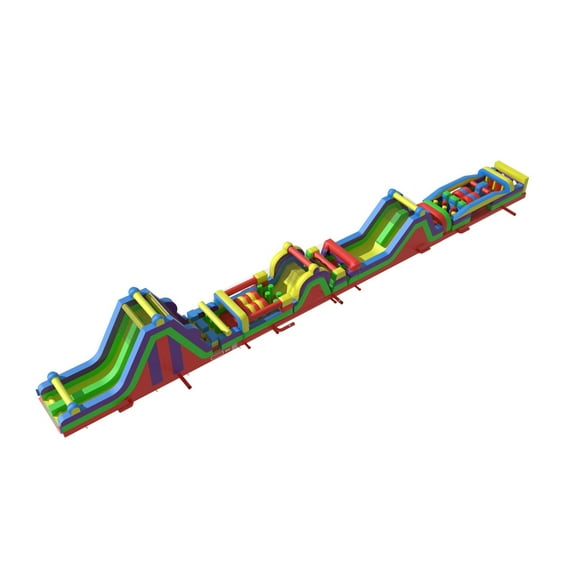 TentandTable 130' Commercial Inflatable Obstacle Course, Retro 4 Piece