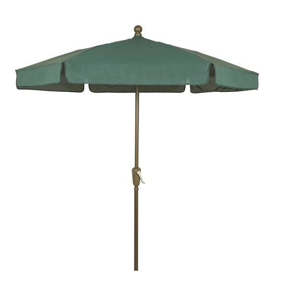 7.5' Hex Home Garden Umbrella 6 Rib Crank Champagne Bronze with Forest Green Vinyl Coated Weave Canopy