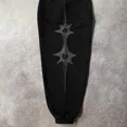 thumbnail image 5 of Sudadera con capucha de gran tamaño con gráficos bordados y costuras negras y grises de estilo hip hop estilo Harajuku Y2K para hombre, ropa informal estilo Joker estilo gótico retro, 5 of 5