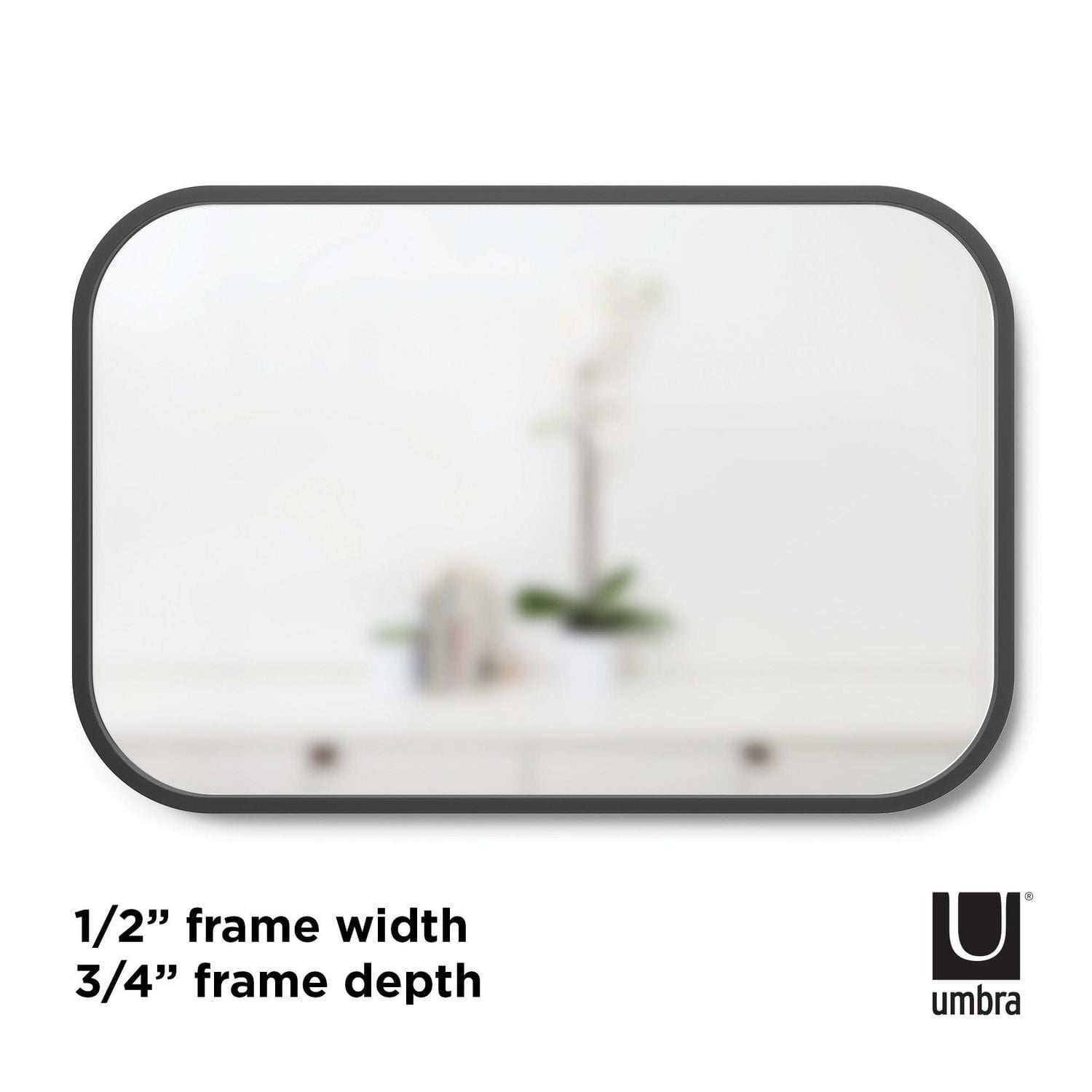 Miroir rectangulaire Umbra Hub 24 x 36 "(61 x 91 cm), noir