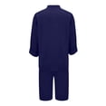 thumbnail image 3 of QIYAGBSA 2 Piece Sets for Women with 3/4 Sleeve Notched Neck Top and Bermuda Shorts Relaxed Fit Summer Vacation Outfit (Navy L), 3 of 3