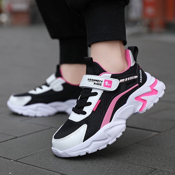 Shoes for Kids Girls Boys Lightweight Comfortable Kids Sneakers Hook & Loop Non Girls Tennis Shoes Wide Toe Box Athletic Sneakers Mesh Shoes Back To School Sneakers for Daily Play & Running