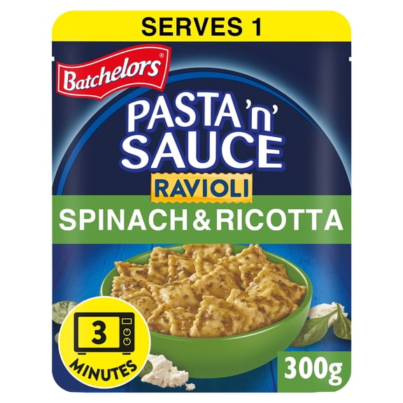 Batchelors Pasta 'n' Sauce Ravioli Microwave Ready Meal Spinach and Ricotta 300g, Imported from Britain