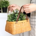 thumbnail image 2 of UDIYO Storage Basket Eye-catching Reinforced Handle Wood Clothes Sundries Organizer Wicker Basket for Home, 2 of 7