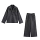 thumbnail image 5 of HH TRAF Conjunto de 2 piezas para mujer, abrigo elegante de manga larga con solapa y bolsillo, top de mezclilla con cordones, cintura elástica, pantalones holgados de pierna ancha sólidos para mujer, 5 of 5