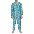 thumbnail image 3 of Picia Starfish Pattern Men’s Long-Sleeve Sleepwear Set - Soft 2-Piece Loungewear with Pockets, Comfy PJs for Relaxing Nights-X-Large, 3 of 7