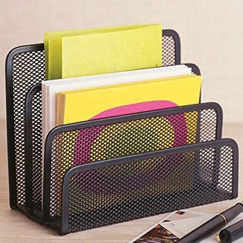 2pcs Desk Mail Organizers Small File Holder Letter Store Metal Mesh