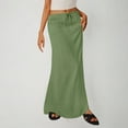 thumbnail image 2 of VBTAPA Women's Summer Linen Maxi Skirt Drawstring Low Waist A Line Casual Skirts Flared Long Skirt Green L, 2 of 8