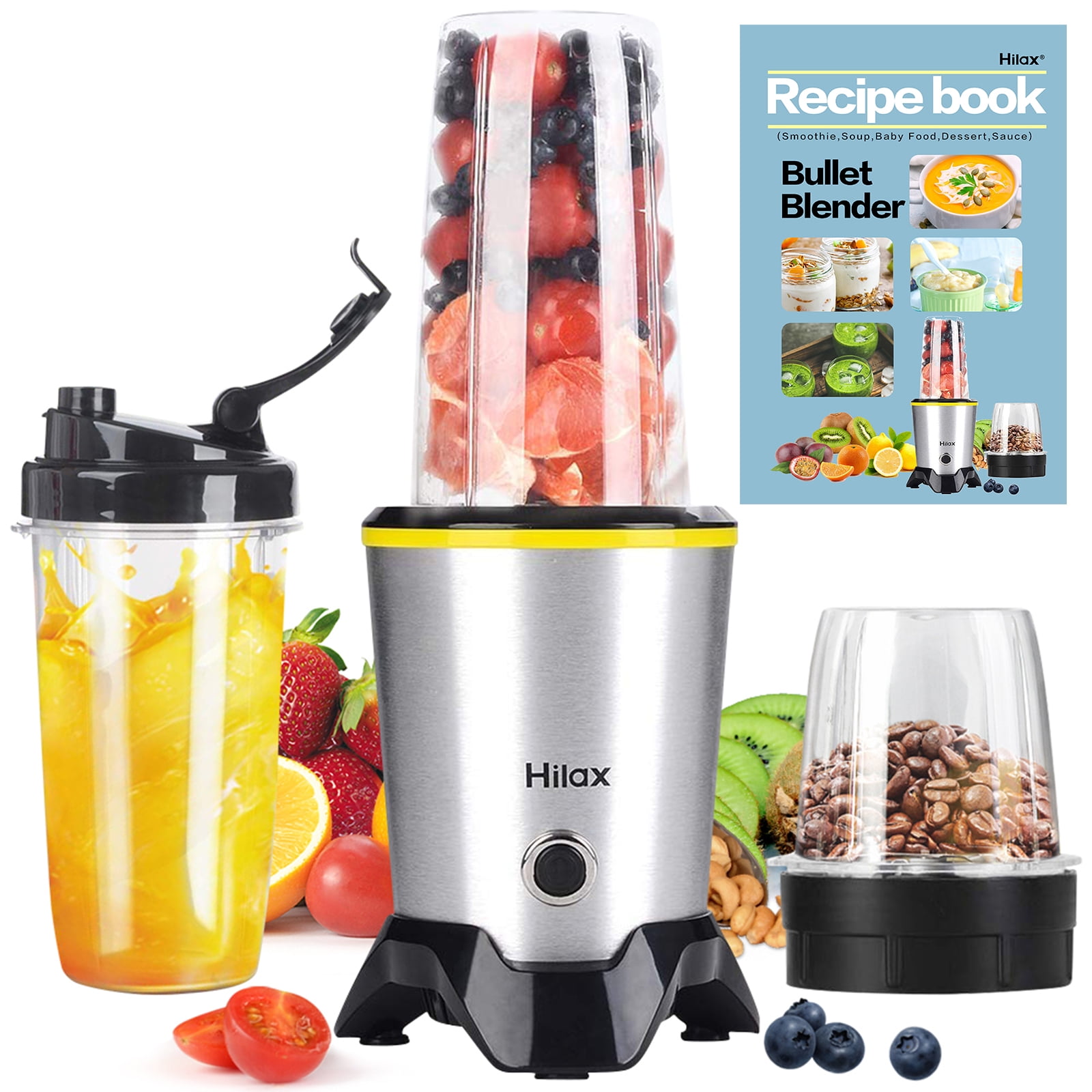 Sunvivi Smoothie Blender 1200W High-Speed with 35 oz and 14 oz BPA-free Travel Bottle,Silver