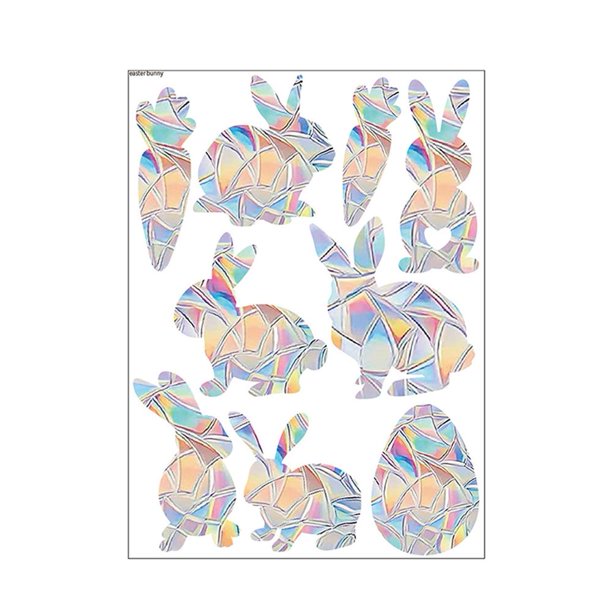 Películas para ventanas 3D electrostáticas, calcomanías creativas y elegantes para ventanas, reutilizables (huevos de conejo) Likrtyny Libre de BPA