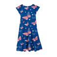 thumbnail image 5 of Girls Short Sleeve Ruffled Dress 4th of July Outfits for Girls, Red White Blue Print Summer Sundress Casual Playwear 9-10 Years, 5 of 6