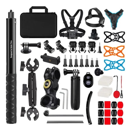 HONGDAK 60 in 1 Motorcycle Bicycle Selfie Stick Action Camera Accessories Kit for Gopro Hero 13/12/11/10/9/8/7/6, Gopro Max, Gopro Fusion, Insta360, Dji Osmo Action
