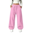 thumbnail image 2 of Guluxicc Women's Wide Leg Sweatpants with Pockets Drawstring Elastic Waist Solid Casual Sweatpants for Everyday Fall Winter, 2 of 5