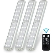 Coolmee Remote Control Under Cabinet Lighting Wireless 3 Pack, 20 LED Dimmable Rechargeable Closet Lights