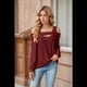 thumbnail image 5 of Blusa de Verano con Escote Cuadrado y Hombros Descubiertos para Mujer, Color Rojo Vino S, 5 of 8