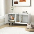 thumbnail image 4 of Costway 40" Hidden Cat Washroom with Storage Removable Scratcher Metal Legs for Large Cats White, 4 of 10