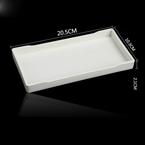 Plateau à Thé Rectangulaire en Plastique Blanc, Plateau de Service Antidérapant pour Boissons et Collations, Plateau Décoratif pour la Maison et la Cuisine, Plateau de Rangement de Cuisine Polyvalent avec Bords Surélevés